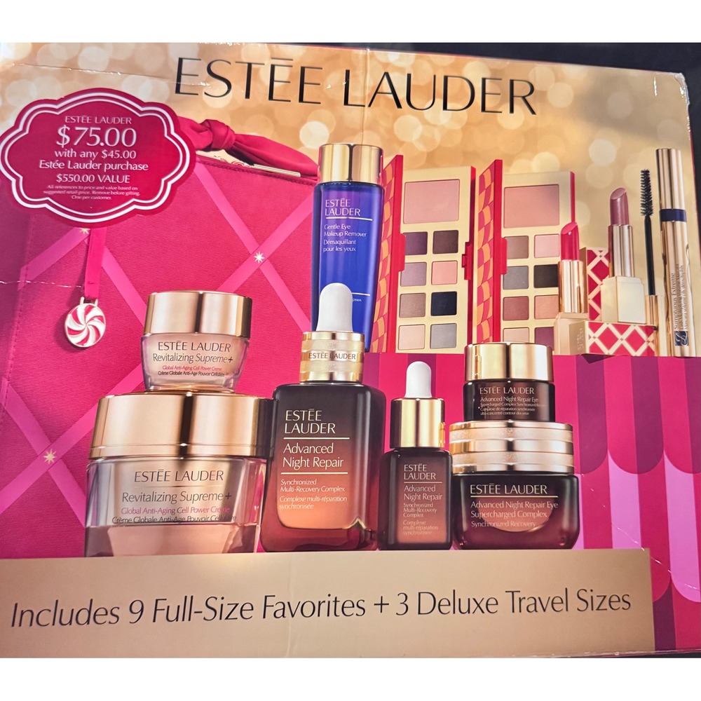Estee Lauder Holiday Blockbuster Gift Set 12-Pc Skincare Makeup Train Case NEW - Picture 4 of 5